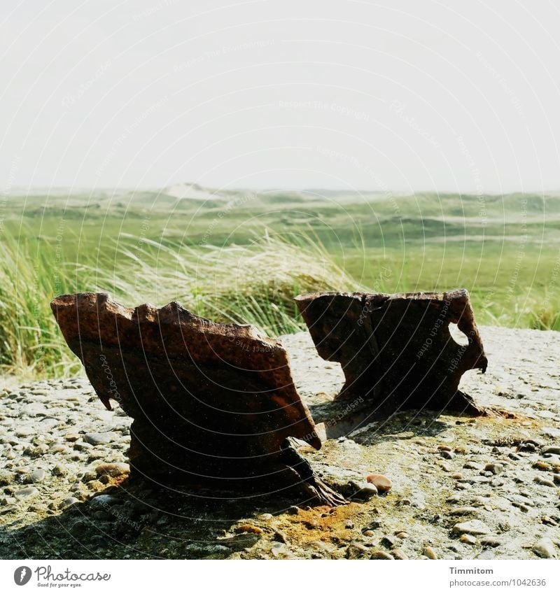 2 x 2 - No. 2/2 Vacation & Travel Environment Nature Landscape Sky Summer Plant Grass Dune Denmark Concrete Metal Old Esthetic Broken Natural Gray Green Black