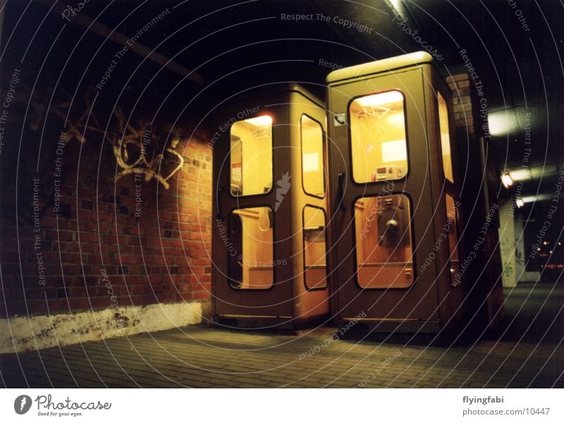 The good old telephone booths Phone box Deutsche Telekom Telephone Night Dresden Telephone box Photographic technology phonebooth