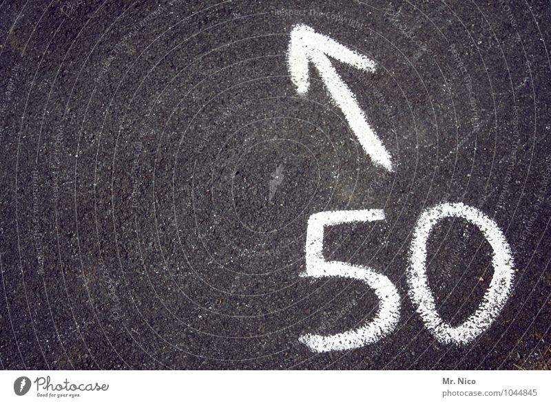 50 shades of grey Street Lanes & trails Sign Digits and numbers Graffiti Dark Gray White Arrow Trend-setting 50 plus Asphalt Target Road marking Groundbreaking