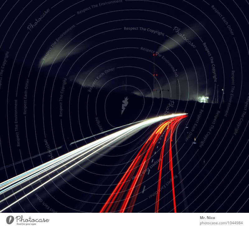 On the motorway at half past one at night Vacation & Travel Industry Transport Rush hour Road traffic Motoring Traffic jam Street Highway Car Red White