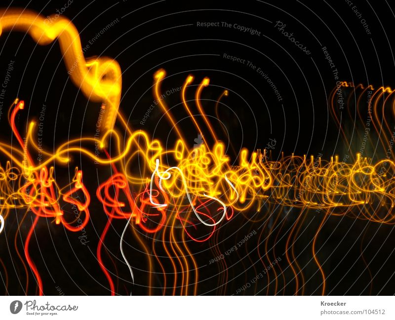 Construction Lights Night Long exposure Lamp Construction site Highway Line Stripe Dark Anger Red Black White Fear Stress Aggravation Colour Muddled Synchronous