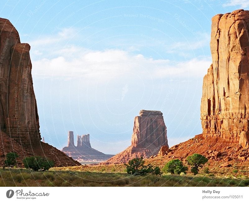 Window to the courtyard Summer Vacation & Travel Hill Clouds USA Desert Monument Valley Freedom Blue Mountain Rock Sky West Coast