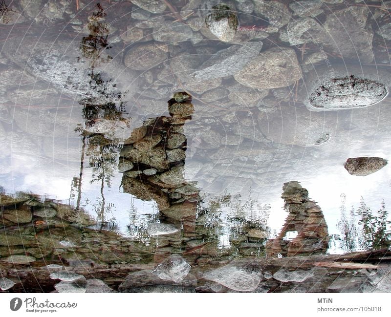 the rest. Break Brook Reflection Mirror Mirror image Slovakia Tatra Hiking Calm Fatigue Exterior shot Bizarre Crazy Strange Rotated False River Water Stone