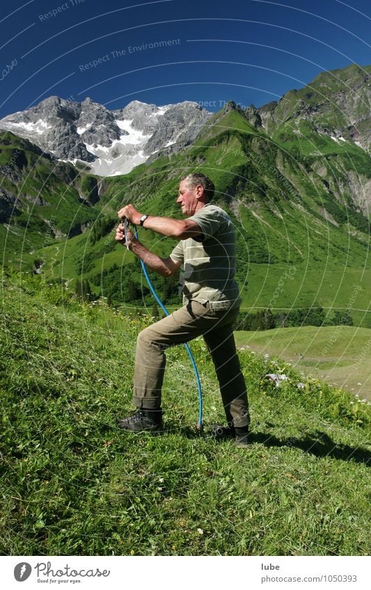 Mountain farmer 3 Agriculture Forestry 1 Human being 60 years and older Senior citizen Environment Nature Landscape Cloudless sky Summer Beautiful weather Peak