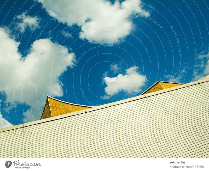 Philharmonic Hall 5 Berlin Philharmonic Culture Berlin culture forum Concert Wall (building) Facade Swing Clouds Summer Architecture Sky philharmonic orchestra