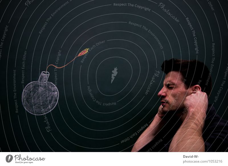 there's going to be a bang School Study Blackboard Teacher Examinations and Tests Human being Masculine Head Art Stress Loud Ear Keep sth. closed  Blow up