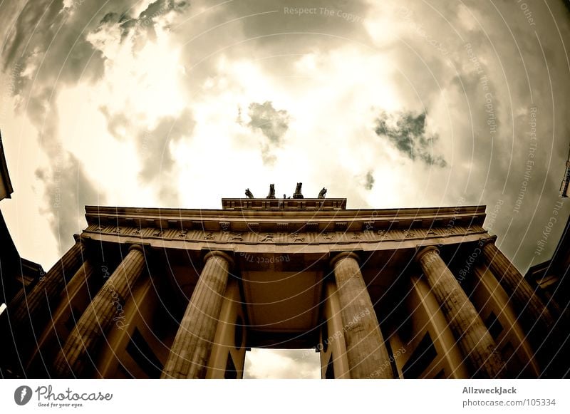 The sky over Berlin Brandenburg Gate Landmark East Border Erstwhile Clouds Bad weather Tourism Tourist Sightseeing Art Monument German Unification Day