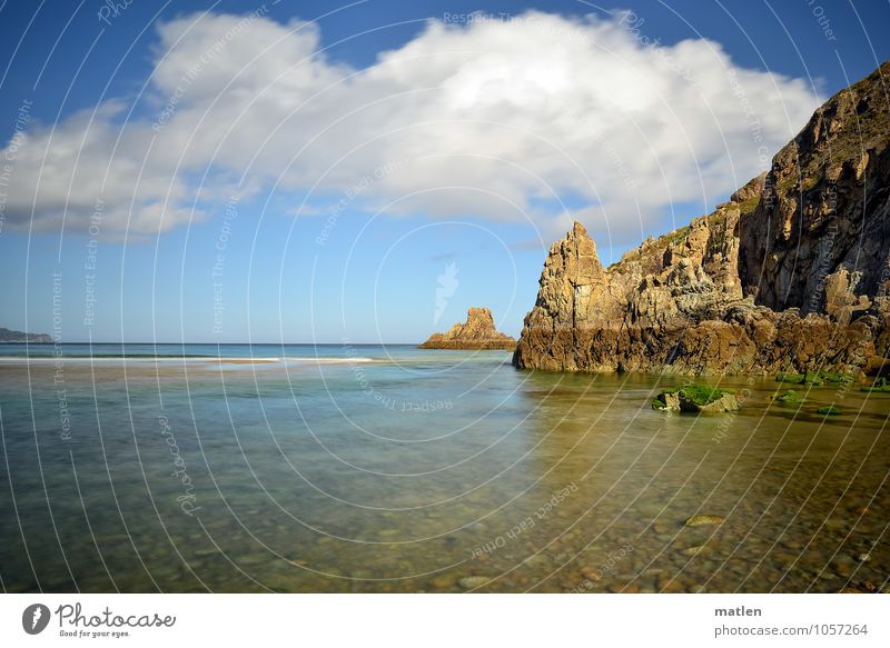 my desktop background Nature Landscape Water Sky Clouds Horizon Sunlight Summer Climate Weather Beautiful weather Rock Coast Beach Reef Ocean Blue Brown Yellow