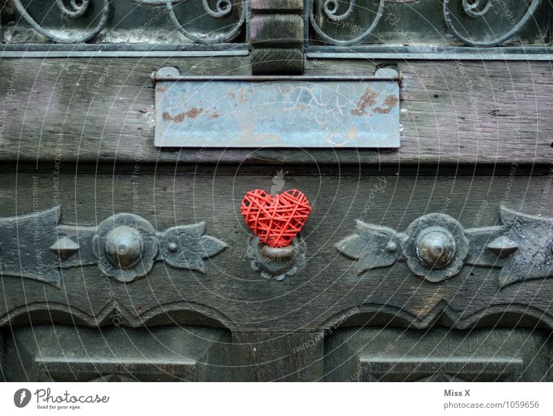 Heart in the door Decoration Door Love Kitsch Red Emotions Moody Spring fever Infatuation Romance Love affair With love Declaration of love Wrought iron Mailbox