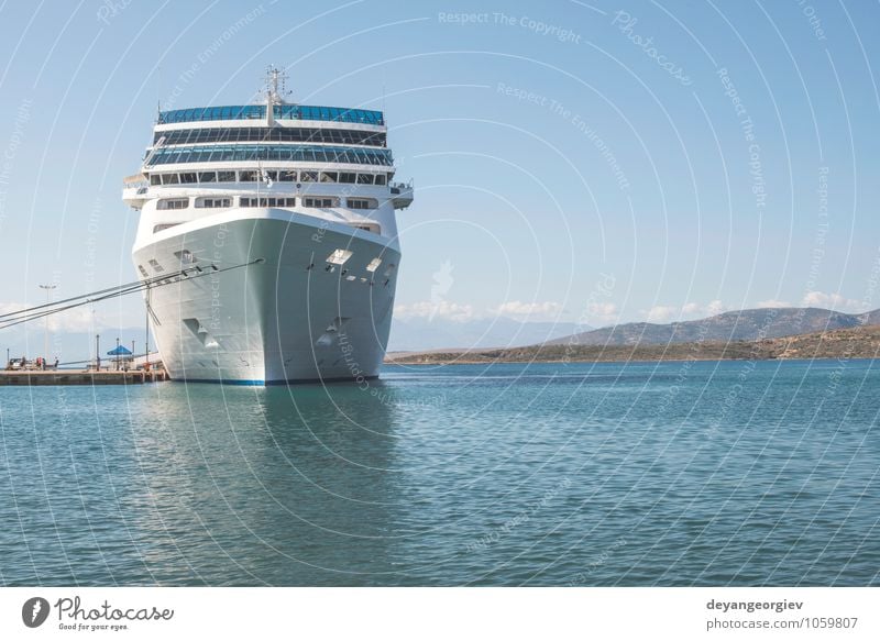 Big white cruise ship. Synny day. Luxury Relaxation Leisure and hobbies Vacation & Travel Tourism Trip Cruise Summer Ocean Sailing Sky Harbour Transport