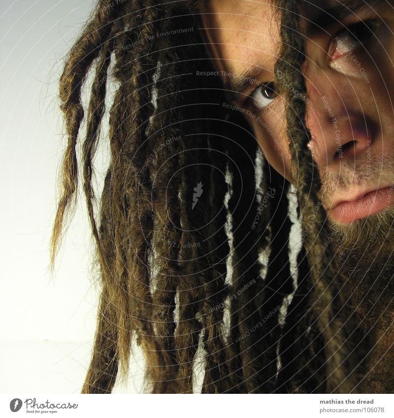 Mathias The Dread IX Dreadlocks Felt Long Dark Upper body Upper arm Vessel Man Masculine Strong Threat Shoulder Concealed Nerviness Visual spectacle Shadow play