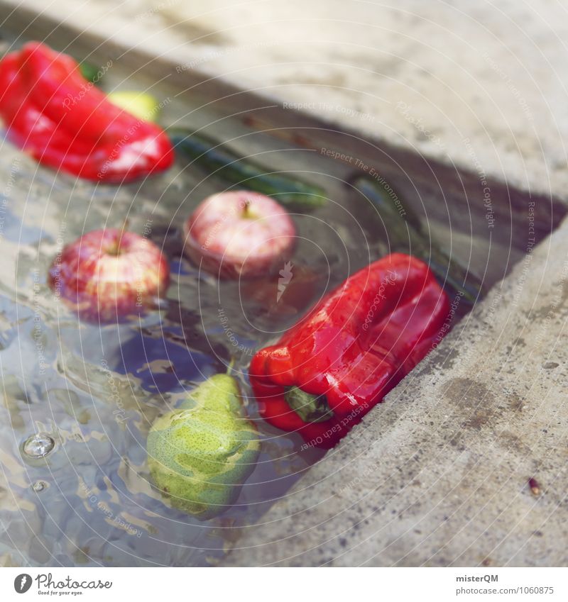 Vegetable soup. Food Art Esthetic Vegetable market Vegetable dish Pepper Cucumber Apple Pear Well Water Fresh Do the dishes Delicious Colour photo