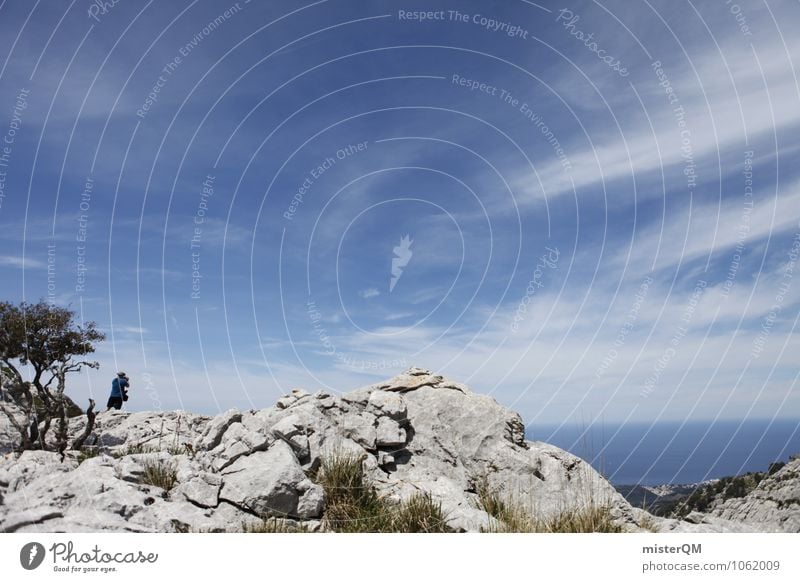 Blue to blue. Environment Nature Landscape Adventure Esthetic Spain Majorca Sky blue Heaven Mountain Mountain range Tall Go up Peak Colour photo Subdued colour