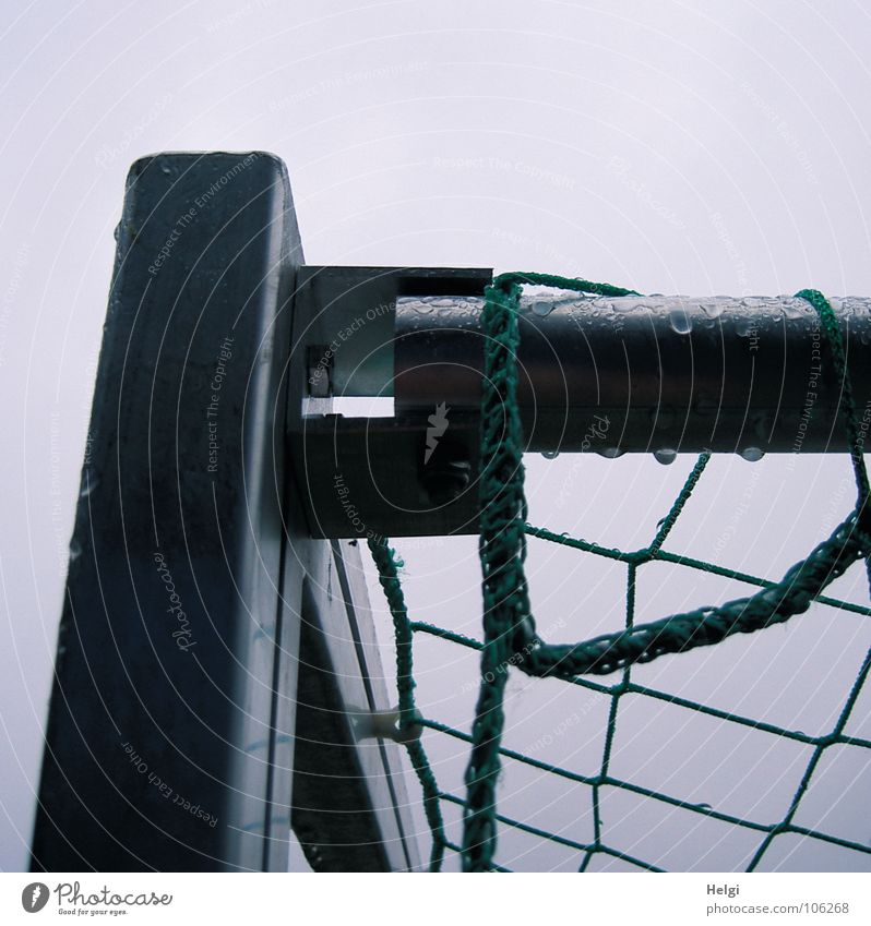 Corner III Playground Playing Muddled Chained up Wet Green Gray Worm's-eye view Shoot World Cup Joy Sports Gate Soccer Hand ball Pole Metal Net Nerviness Rope