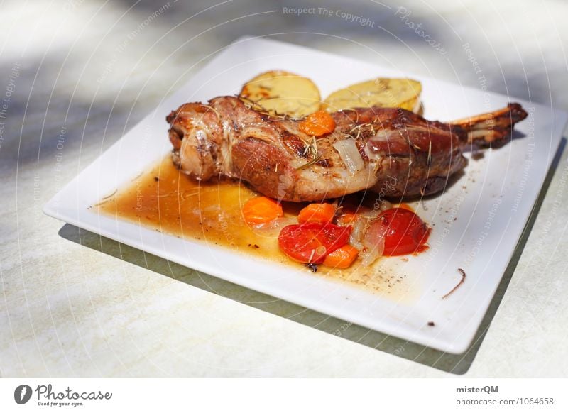 Spanish Food IV Art Esthetic Contentment Plate Cudgel Potatoes Delicious Lunch Meat Meat dishes Carnivore Colour photo Subdued colour Exterior shot Detail