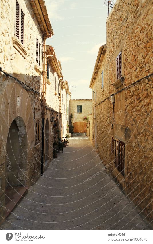 ... and then you see it already ... Village Small Town Outskirts Old town Deserted House (Residential Structure) Esthetic Alley Colour photo Subdued colour