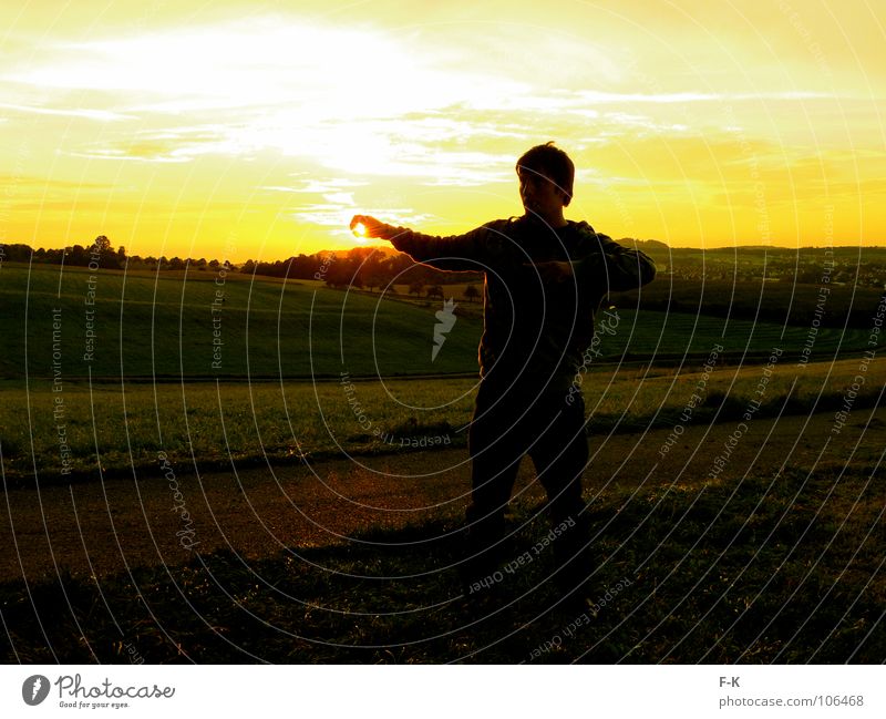 sun god Relaxation Sun Clouds Autumn Meadow Lanes & trails Gold Yellow Sunset Evening sun Sun God Celestial bodies and the universe Dusk overview Vantage point