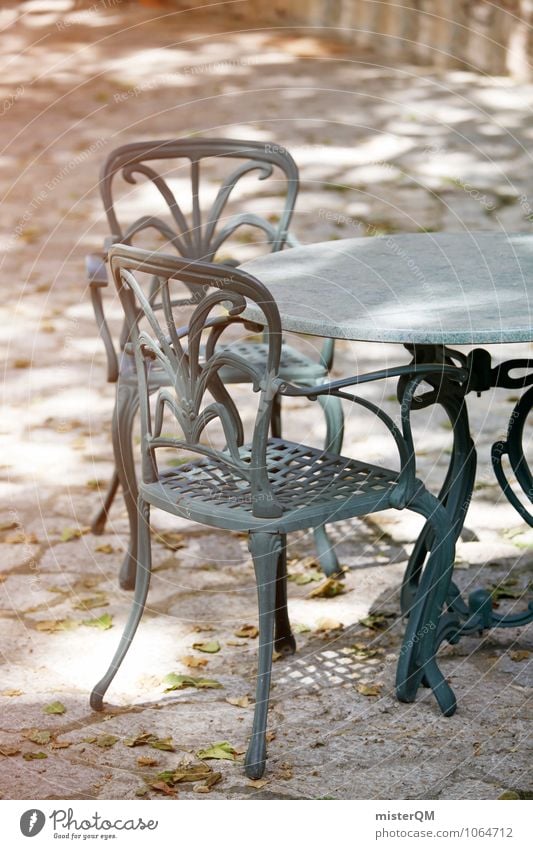 Sitting corner. Art Esthetic Contentment Table Tabletop Chair Lounges Seating Mediterranean Cozy Going Garden Dreamily Colour photo Subdued colour Exterior shot