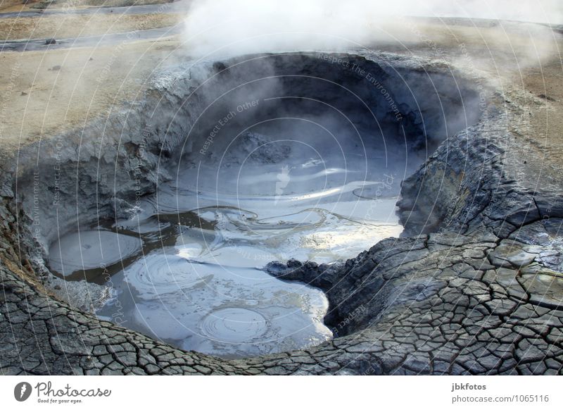 ICELAND / Námafjall [1] Environment Nature Landscape Elements Earth Sand Fire Water Summer Beautiful weather Warmth Volcano Waves Threat Dark Disgust Gigantic