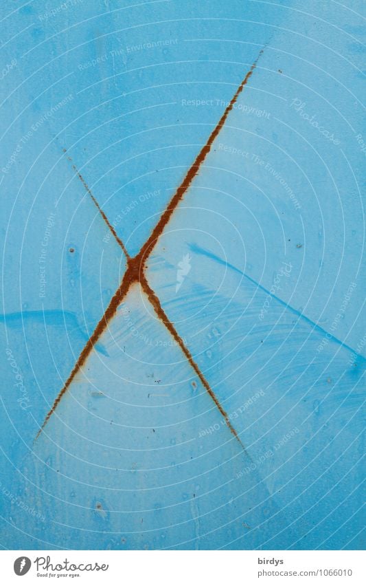 X- Any Steel Rust Characters Exceptional Thin Simple Point Blue Colour Change Crucifix Letters (alphabet) Weathered Blue tone Colour photo Multicoloured