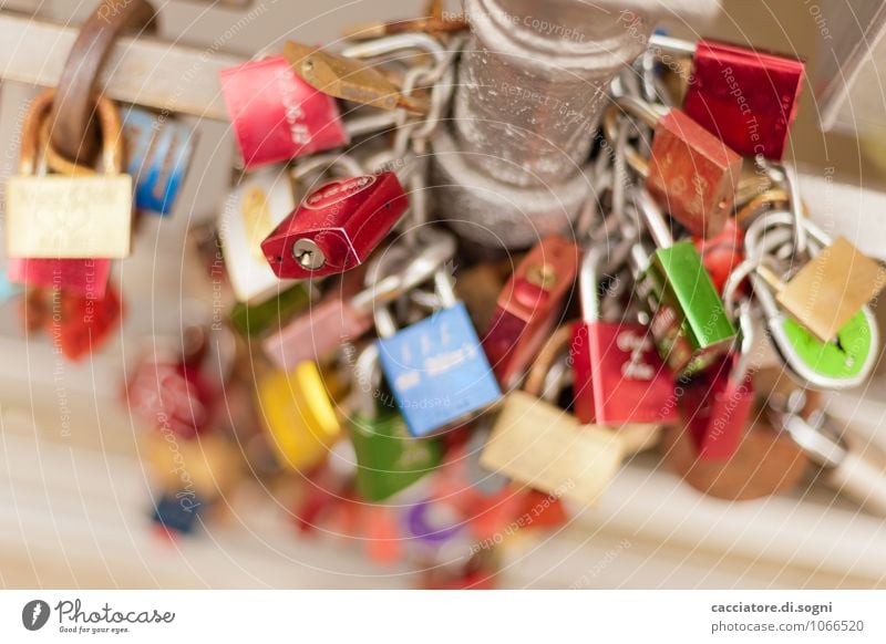 love nest Bridge railing Pole Padlock Metal Lock Love padlock Success Together Happy Hip & trendy Small Modern Multicoloured Red Silver Contentment