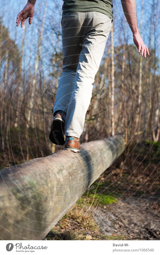 Obstacle course Station 2 (balance beam) Healthy Athletic Fitness Calm Sports Sports Training Track and Field obstacle course Hiking Masculine Young man