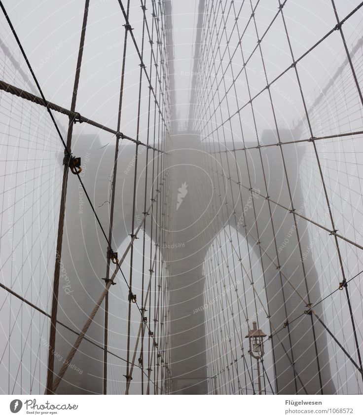 new york Brooklyn Brooklyn Bridge Americas Fog USA American Flag New York City Skyline Tourist Attraction