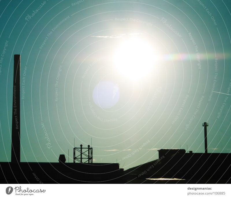 Decommissioned. Factory Silhouette Roof Fence Square Rectangle Dark Light Black Frankfurt Europe Captured Cramped Exterior shot Construction site Back-light