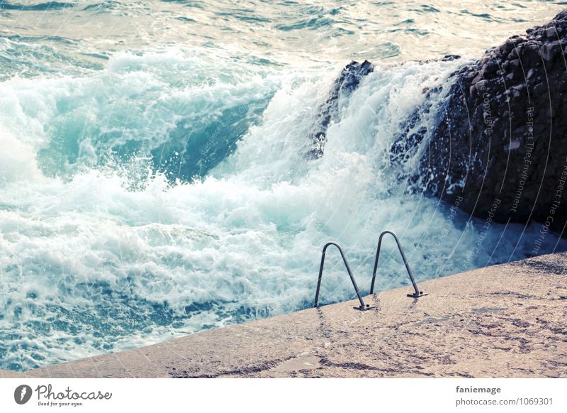 la mer, ma piscine Swimming pool Hot Hip & trendy Ocean Ladder Rock Waves Inject Water Fresh Refreshment Marseille France Mediterranean sea Vacation & Travel