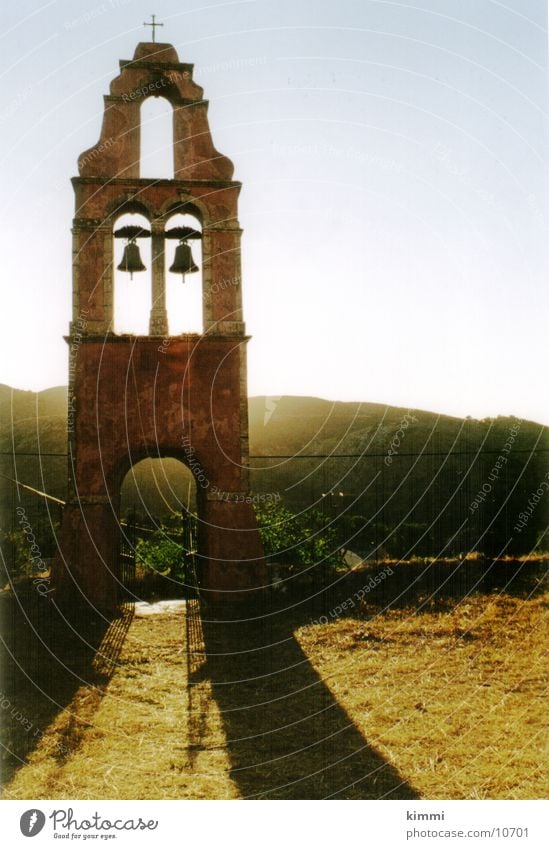 Paleo Perithia/ Corfu House (Residential Structure) Village Greece Dusk Church spire Europe old church Religion and faith Bell tower