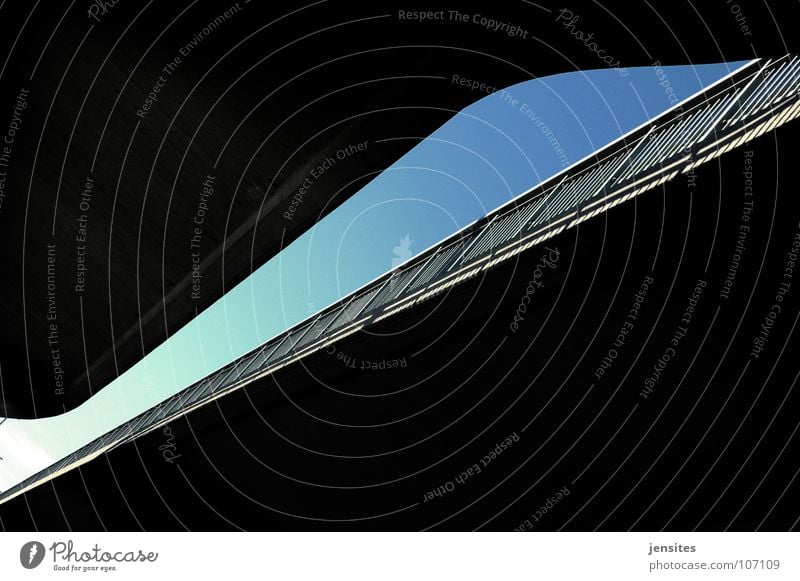 river in the road I Turquoise Concrete Swing Concave Construction Sky Diagonal Bridge Detail Europe blue Line Handrail Street Structures and shapes contrast