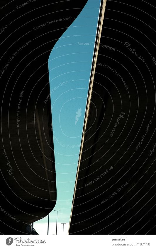 river in the road II Turquoise Concrete Swing Concave Construction Sky Diagonal Bridge Detail Europe blue Line Handrail Street Structures and shapes contrast