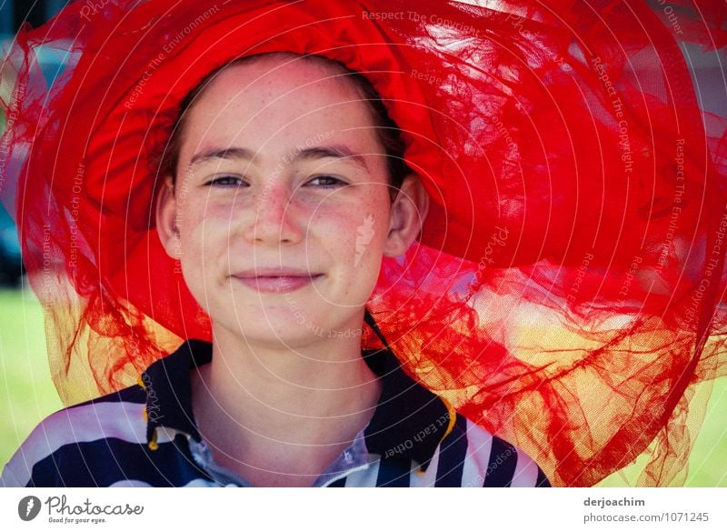 Girl with red tulle hat at the Swimming Carnival .Burleigh Heads Joy Happy Contentment Summer Sports Success Swimming & Bathing Swimming pool Feminine 1