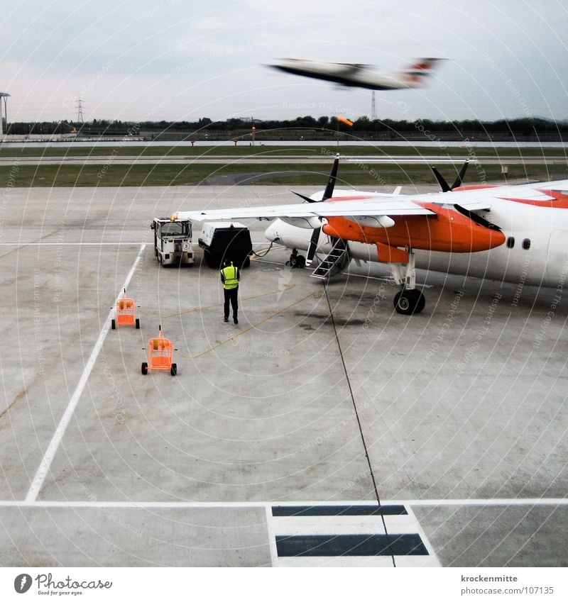 Ready For Boarding Airplane takeoff Propeller Propeller aircraft Vacation & Travel Beginning Flying Asphalt Departure Runway Aviation Airport boarding check