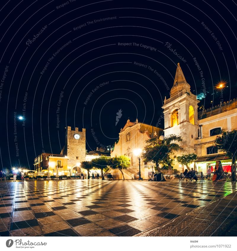 Taormina's Piazza IX Aprile Style Vacation & Travel Tourism Sightseeing City trip Culture Town Old town Church Dome Places Marketplace Tower Manmade structures