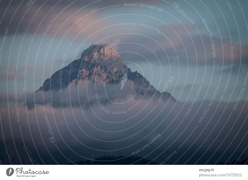 breakthrough Vacation & Travel Tourism Trip Adventure Far-off places Freedom Mountain Environment Nature Landscape Sky Clouds Sunrise Sunset Climate Weather Fog