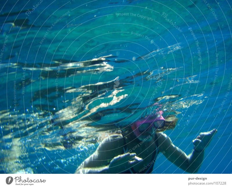 underwater6 Ocean Waves Snorkeling Dive Sea water Crete Vacation & Travel Bikini Woman Reflection Paleochora Water Underwater photo Blue Swimming & Bathing Skin