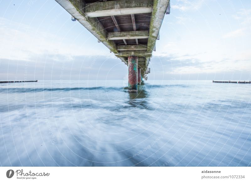 pier Landscape Water Horizon Weather Waves Baltic Sea Heilligendamm Germany Europe Bridge Tourist Attraction Wellness Mecklenburg-Western Pomerania Colour photo