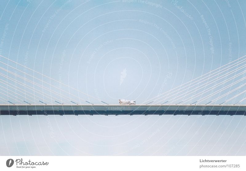 views // insights Horizontal Rope Truck Hover Suspended Bridge Blue Sky Middle Wire cable