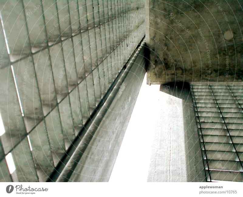 concrete on steel Steel grate Worm's-eye view Square Architecture teppenhaus concrete staircase Above Escape