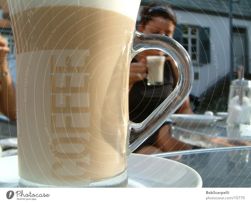 coffee cup Beverage Drinking Cup Coffee Shallow depth of field Coffee cup To have a coffee Coffee break Coffee froth Café au lait Close-up Woman Carry handle