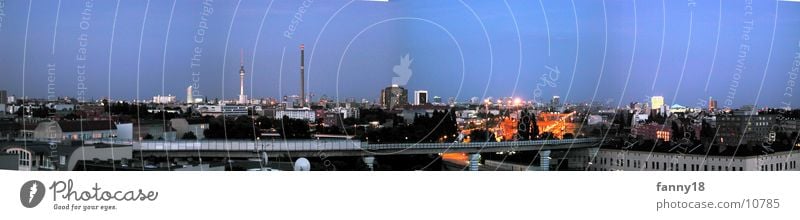 Berlin in twilight Panorama (View) Alexanderplatz Far-off places Potsdamer Platz Twilight Above Blue Large Panorama (Format)