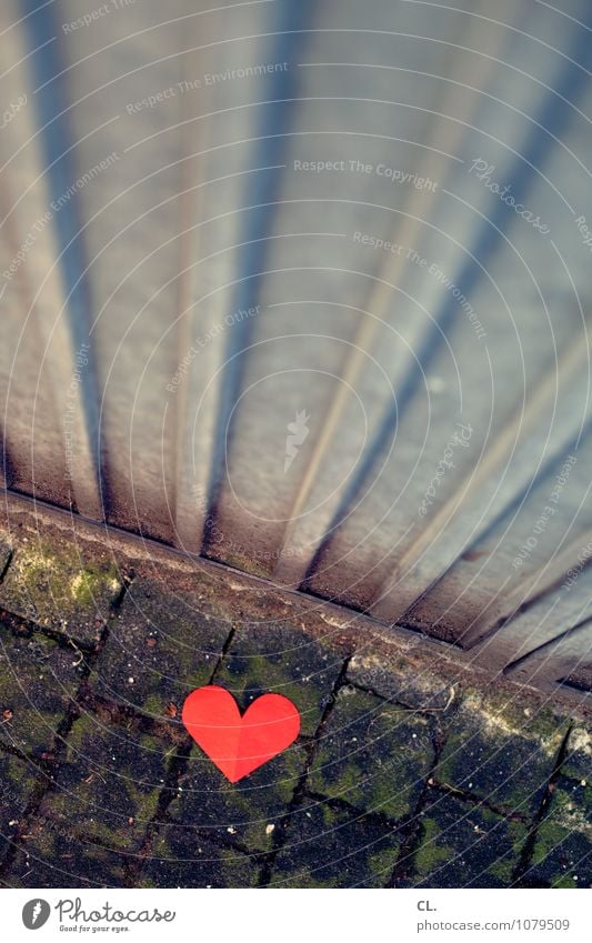 filthy day Ground Trash container Sign Heart Dirty Red Love Infatuation Sadness Lovesickness Longing Loneliness Disappointment Divide Colour photo Exterior shot