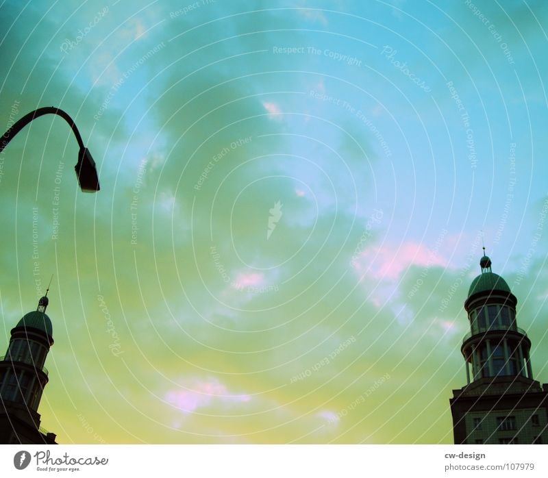 IN BETWEEN Black Dark Progress Frankfurter Tor Frankfurter Allee Lantern Clouds Sightseeing Television Art Interesting Landmark Symbols and metaphors Warped