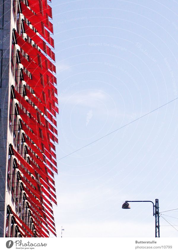 Awning1 Sun blind Red House (Residential Structure) Facade Obscure Weather protection Perspective Architecture