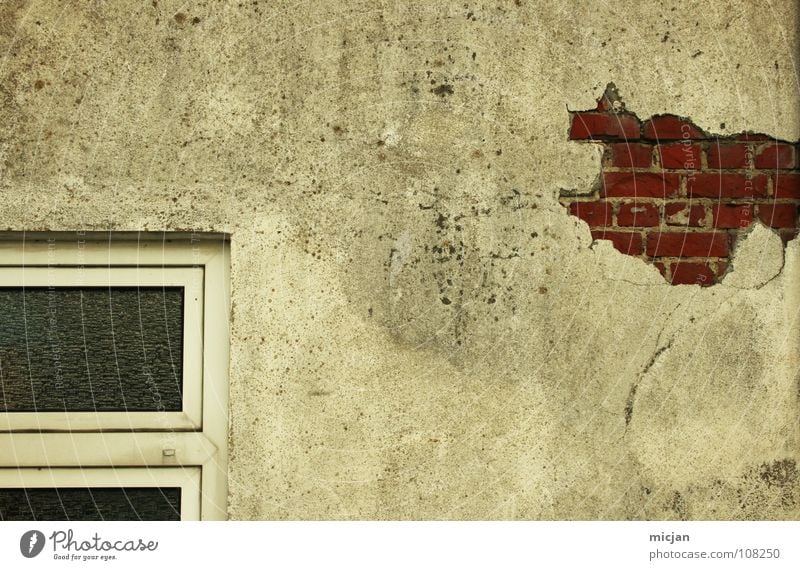 wall Wall (barrier) Wall (building) House (Residential Structure) Building Window Plaster Broken Decline Brick Flake off Ancient Ruin Factory Farm Graphic