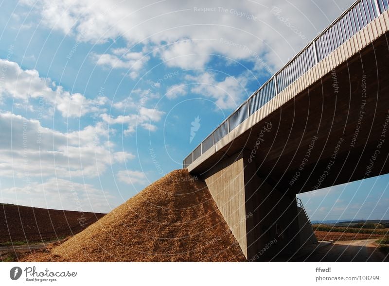 solid ground Field Footpath End Clouds Diagonal Bridge Obscure transport accessibility ring road senseless architecture Nature Sky