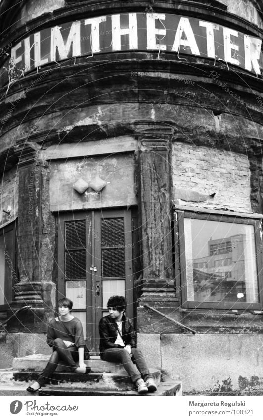 hang out Cinema Woman Man Building Dresden Derelict Relaxation Old architecture Theatre