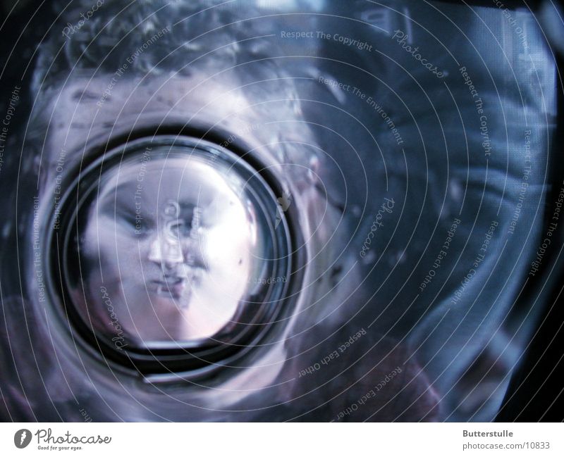 mask Human being Face Distorted through glass