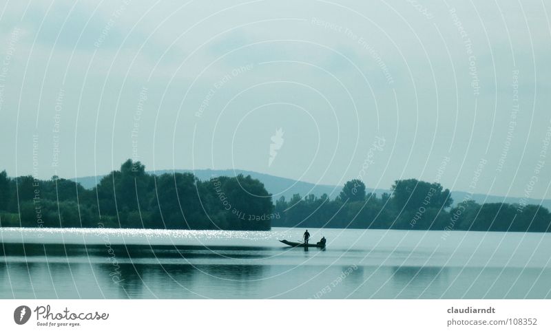 lunch break Lake Mirror Symmetry Calm Surface Mirror image To be silent Tree Forest Idyll Gorgeous Color gradient Beautiful Meditation Fisherman Angler